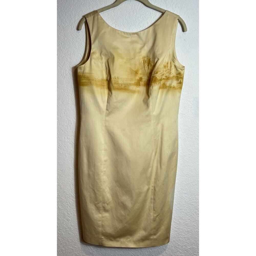 Escada Margaretha Ley Vintage Cotton Shift Dress SZ 40 Yellow Palm Tree